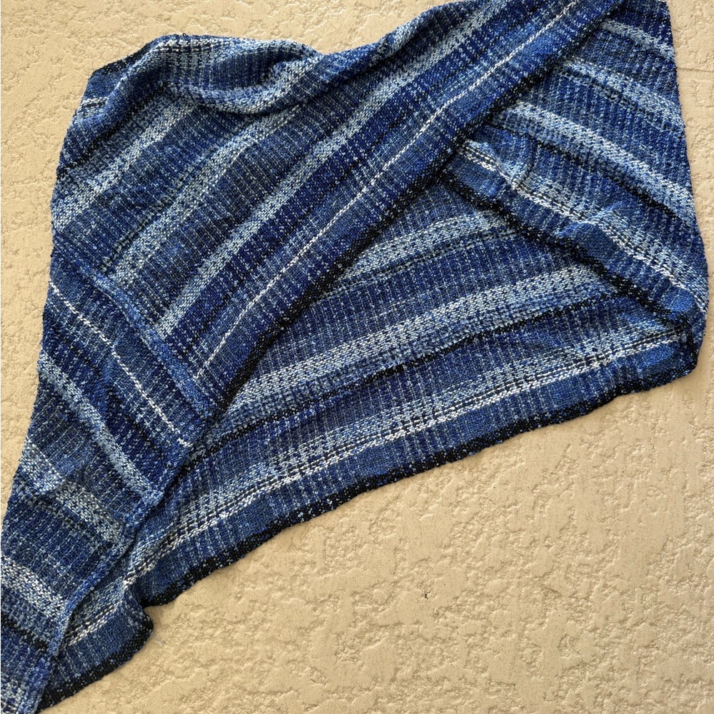 Elegant Blue Striped Women's Shrug Shawl Ponch  Wrap Cape